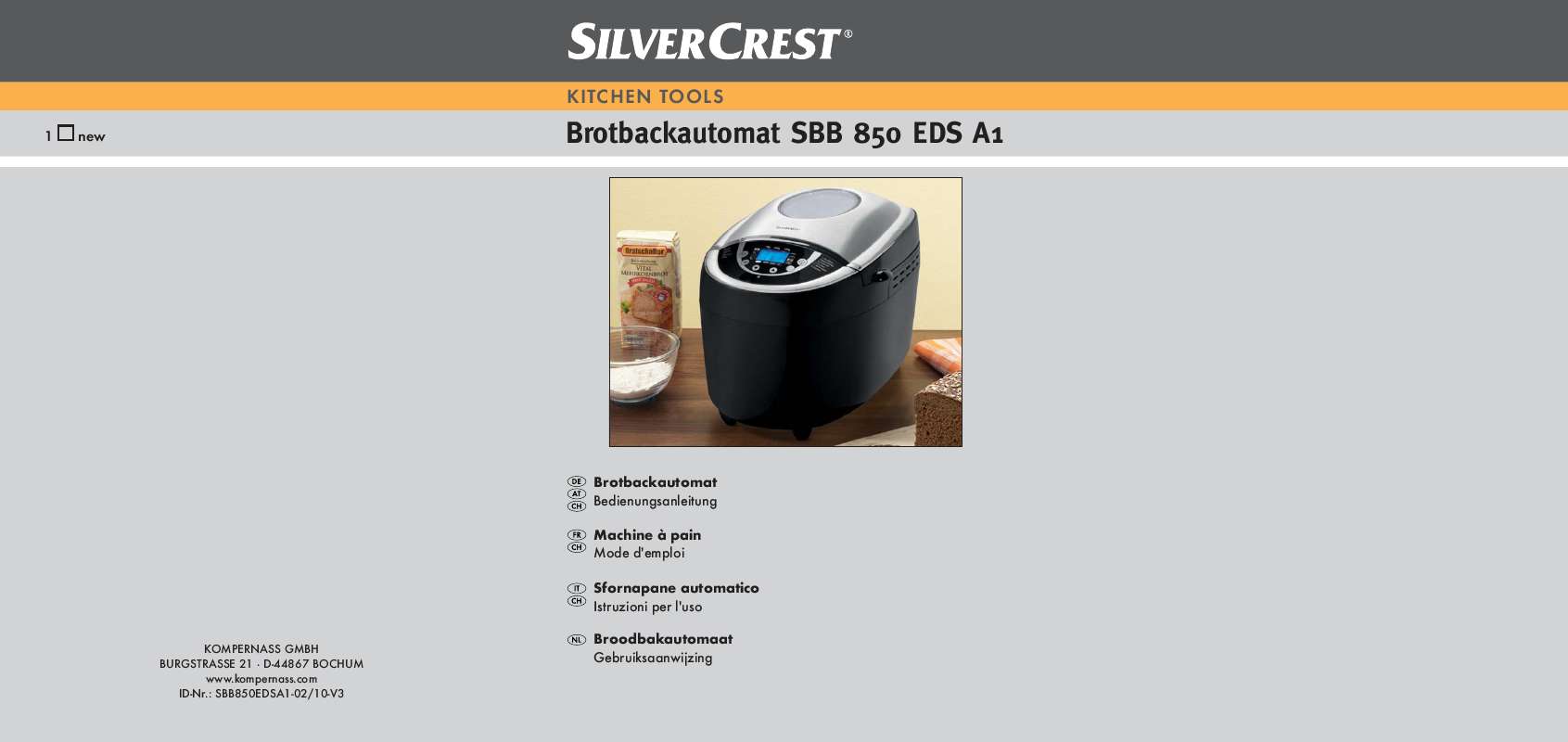 Notice SILVERCREST SBB 850 EDS A1 BREAD MAKER - Trouver une solution à